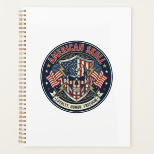 American Skull Patriotic Patriotic Skull Tough Gra Planner