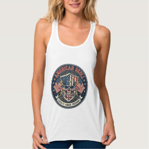 American Skull Patriotic Patriotic Skull Tough Gra Singlet