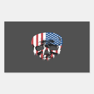 American Skull Rectangular Sticker