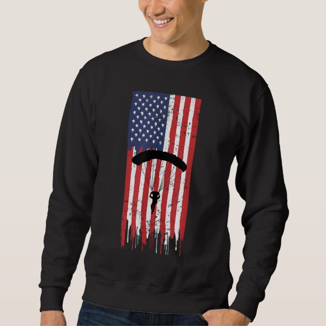 American Skydiver Parachutist Skydive Parachute De Sweatshirt (Front)