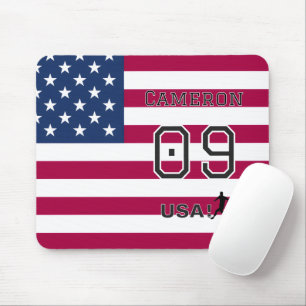 American Soccer Athlete Personalised Stars Stripes Mouse Pad