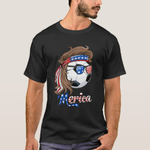 American Soccer Flag Mullet 4Th Of July Funny USA T-Shirt