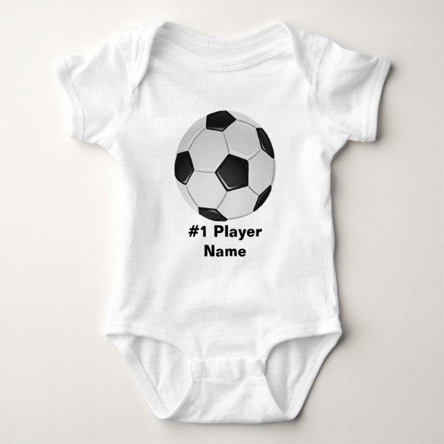 American Soccer or Association Football Ball Name Baby Bodysuit (Front)