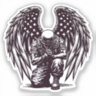 American Soldier Angel Praying USA Flag Art