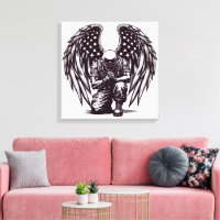 American Soldier Angel Praying USA Flag Art