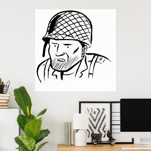 American Soldier Illustration Poster
