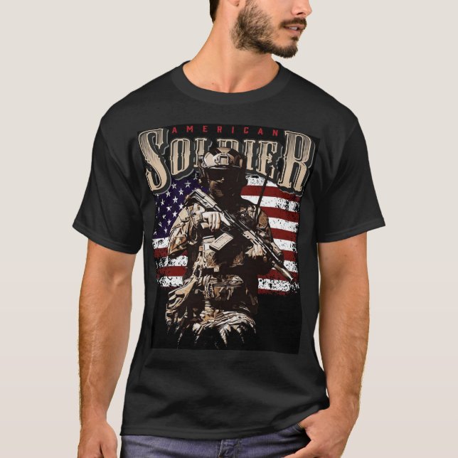 American Soldier PatrioticMilitary Graphic T-shirt (Front)