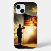 American Soldier Saluting The Flag