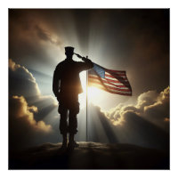 American Soldier Saluting The Flag