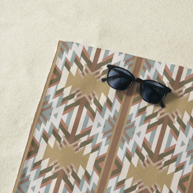 American Southwest Desert Colors Inspired Design Beach Towel (In Situ)