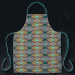 American Southwest Patterned Art And Earthy Colors Apron<br><div class="desc">Apron adult size all over print style printed with a American Southwest Patterned Art And Earthy Colors inspired graphic design illustration by TheFabricSeal at Zazzle #ZazzleMade https://www.zazzle.com/store/thefabricseal This American Indian Art Style drawing image is a beautiful mirrored repeating pattern design with elements of pointed arrows, stretched diamond shapes along with...</div>