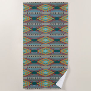 American Southwest Patterned Art And Earthy Colors Beach Towel