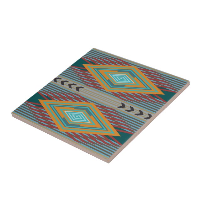 American Southwest Patterned Art And Earthy Colors Tile (Side)