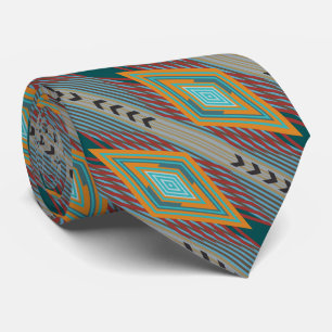 American Southwest Patterned Art And Earthy Colour Tie