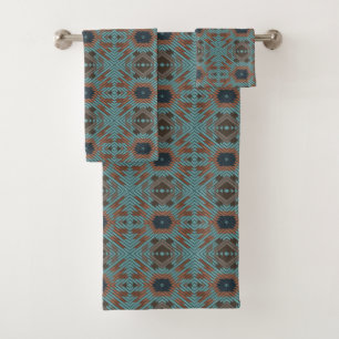 American Southwest Tribal Patterned Art And Colors Bath Towel Set