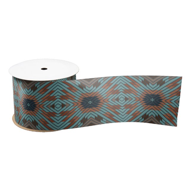 American Southwest Tribal Patterned Art And Colors Satin Ribbon (Spool)