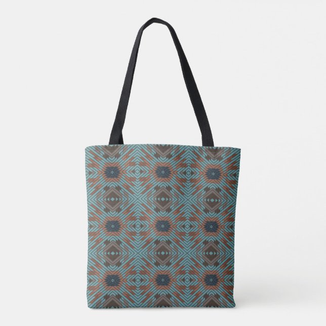 American Southwest Tribal Patterned Art And Colors Tote Bag (Back)