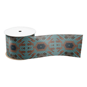 American Southwest Tribal Patterned Art And Colour Satin Ribbon