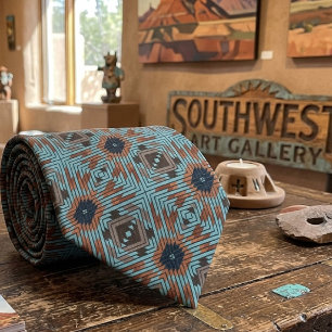 American Southwest Tribal Patterned Art And Colour Tie