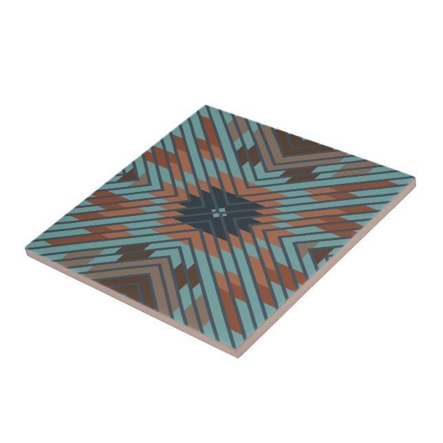 American Southwest Tribal Patterned Art And Colour Tile (Side)