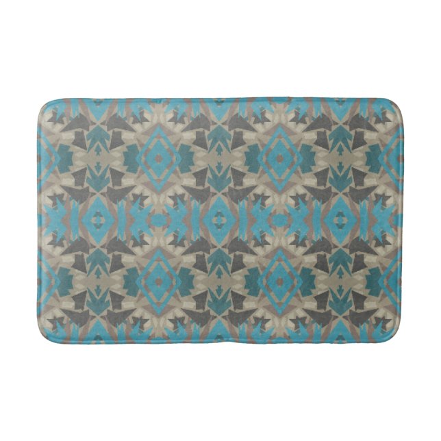 American Southwestern Patterned Art And Colors Bath Mat (Front)