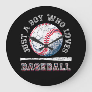 American Sport Fan Baseball Lover Boys Batter Large Clock