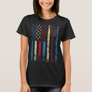 American Sports Flag 4th Of July Lacrosse Athletic T-Shirt