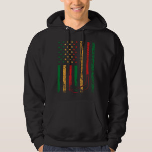 American Sports Flag Black History Month Ice Hocke Hoodie