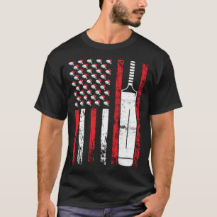 American Sports Flag Christmas Cricket Athletic T-Shirt