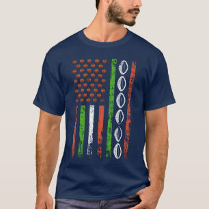 American Sports Flag Halloween Pumpkin Rugby girl T-Shirt