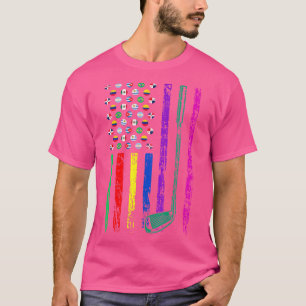 American Sports Flag Hispanic Heritage Month Golf  T-Shirt