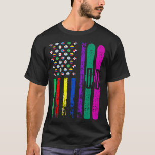 American Sports Flag Hispanic Heritage Month Snow T-Shirt