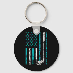 American Sports Flag Stress Awareness Month Golf C Key Ring