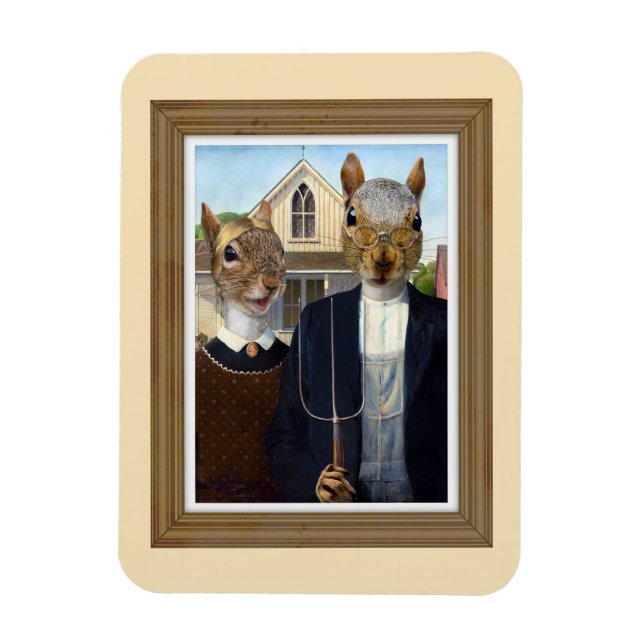 American Squirrel Gothic - funny Magnet (Vertical)