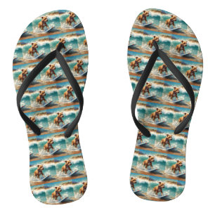 American Staffordshire Beach Surfing Painting Jandals