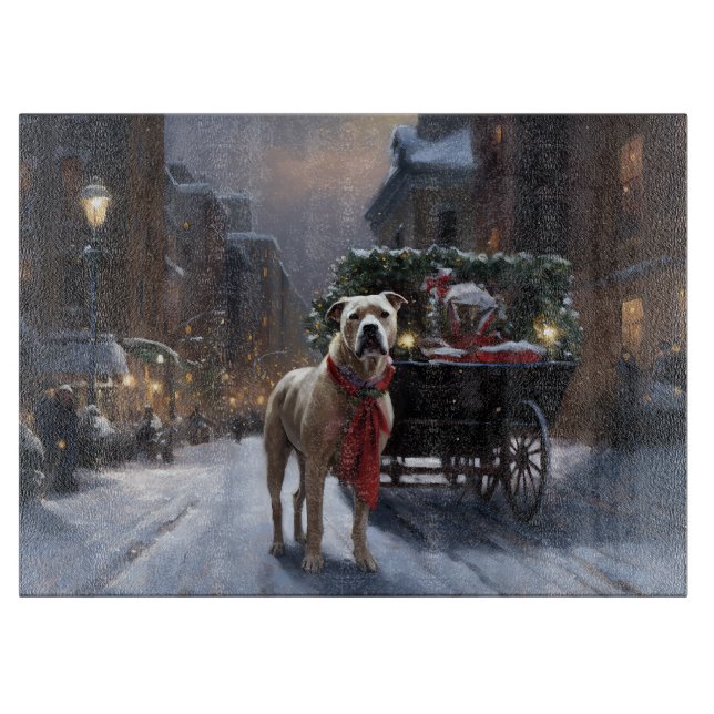 American Staffordshire Christmas Festive Season Cutting Board (Front)