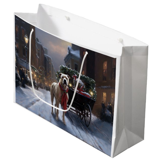 American Staffordshire Christmas Festive Season Large Gift Bag (Front Angled)