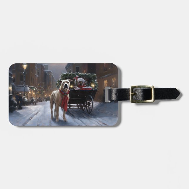 American Staffordshire Christmas Festive Season Luggage Tag (Front Horizontal)