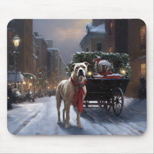 American Staffordshire Christmas Festive Season Mouse Pad