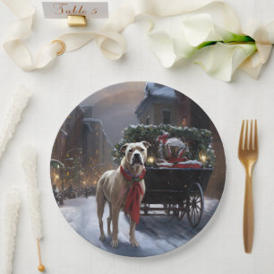 American Staffordshire Christmas Festive Season Paper Plate