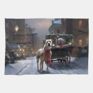 American Staffordshire Christmas Festive Season Tea Towel