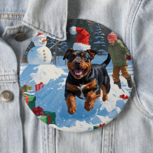 American Staffordshire Christmas Festive Snow 6 Cm Round Badge