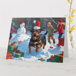 American Staffordshire Christmas Festive Snow  Card