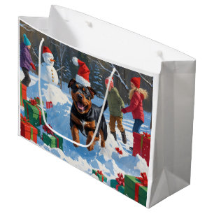American Staffordshire Christmas Festive Snow  Large Gift Bag