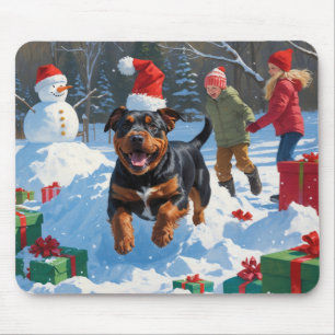 American Staffordshire Christmas Festive Snow Mouse Pad