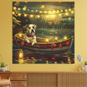 American Staffordshire Christmas Festive Voyage Canvas Print