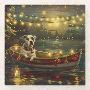 American Staffordshire Christmas Festive Voyage Glass Coaster