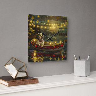 American Staffordshire Christmas Festive Voyage Square Wall Clock