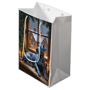 American Staffordshire Christmas Lights Holiday Medium Gift Bag