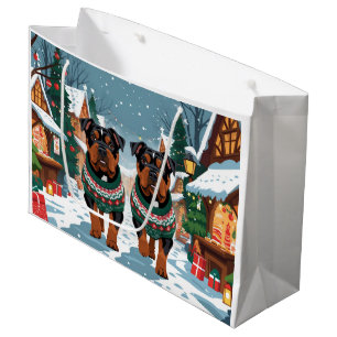 American Staffordshire Christmas Snow Holiday  Large Gift Bag